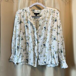 Banana Republic White Floral Blouse